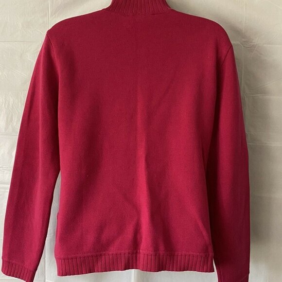 Women's Talbots Petites Cardigan Sweater Hidden Snap Up Pink SZ M 100% Cotton - Picture 5 of 12